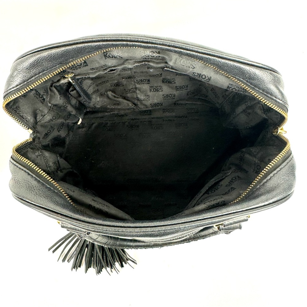Michael Kors Knox Black Pebbled Leather bag w tassel, gold & leather chain/strap - Picture 16 of 17